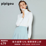 皮皮狗100%山羊绒 高领打底衫基础新款纯色针织上衣内搭毛衣女士秋季 101本白 S /095