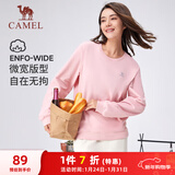 骆驼（CAMEL）长袖圆领套头卫衣女宽松休闲运动打底衫 J23CZ0L5064 柔雾粉 XXL