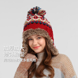 卡蒙（Kenmont）绵羊毛时尚洋气护耳针织帽女粗毛线加绒加厚保暖毛线帽km-9443