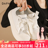 达芙妮官方厚底小白鞋女2025爆款女鞋软萌大头鞋子女休闲百搭帆布鞋女 云朵白【粗跟带-5cm显高厚底】 36