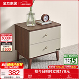 全友家居新中式家具主卧室实木高脚床双人大床高箱床软包床款 床头柜*1 1.8x2米