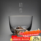 初雪 玻璃小茶杯主人杯单杯日式功夫茶杯水晶高端品茗杯个人茶道茶具 藏金杯