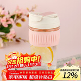 乐扣乐扣（LOCK&LOCK）咖啡杯耐热玻璃水杯子男女学生便携式双饮吸管杯随手杯500ML粉色