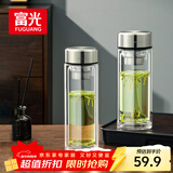 富光玻璃杯双层带茶隔大容量水杯 高档商务泡茶杯 高硼硅杯子500ml