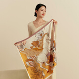 万事利桑蚕丝真丝丝巾礼盒女妈妈女友闺蜜母亲节礼物送礼方巾玉兰赋 玉兰赋-颂福-总台文创联名 卡其75cm