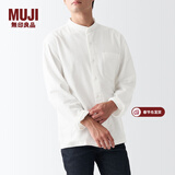MUJI男式 法兰绒立领衬衫 长袖休闲百搭衬衣男士外套纯棉全棉ACA75C1A 米白色 XL （180/104A）