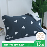 艾薇纯棉枕巾一个加大情侣儿童枕巾三层纱布夹棉枕头巾 方位蓝50*80cm