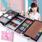 轩岛绘画套装水彩笔玩具7-14岁6-10画板工具8-12生日六一儿童节礼物女 高档双层铝盒套装【独角兽粉色】 彩色蜡笔铅笔送小学生开学礼物男
