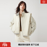 ELLE【祝绪丹同款】90白鸭绒针织披肩外套女2025冬新款新年短款羽绒服 米白【披肩款】 M