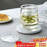 忆壶茶 玻璃茶杯茶具喝水杯子茶道杯 绿茶杯红茶带过滤竹木盖泡茶杯 【保温套装】玻璃盖杯+保温座