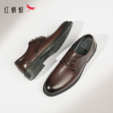 红蜻蜓真皮男鞋秋冬舒适商务休闲皮鞋高级正装德比鞋婚鞋WTA7376棕色41