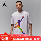 Jordan男子乔丹 东单 彩色Logo 印花图案 纯棉短袖T恤HF6593-100白L