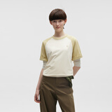 蕉内非常302Regular男女同款速干轻薄棉感圆领短袖休闲T恤春夏打底新 亚麻黄拼牙白 XL