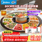 美的（Midea）暖菜板带火锅 饭菜保温板加热板热菜板 2000w电陶炉家用多功能餐桌转盘电动旋转（圆形）HBT80YL1