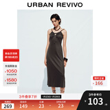 UR2025夏季新款女装休闲度假风串珠吊带连衣裙UWH750044 深咖棕 (领口偏低) S