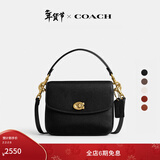 蔻驰（COACH）【礼物】经典标志CASSIE19号单肩斜挎包翻盖冬季女包 黄铜色硬件/黑色（新版）