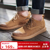 马登男士休闲软面皮鞋复古青年百搭休闲鞋户外懒人单鞋薄款工装鞋 黄棕色 41 (255mm)