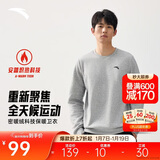 安踏加绒卫衣男冬季保暖圆领卫衣长袖套头衫针织运动休闲加厚上衣