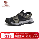 骆驼（CAMEL）户外休闲魔术贴包头洞洞沙滩运动凉鞋男 G14M076677 曙光绿/黑 41