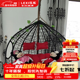 乐系（LEXI） 吊椅双人鸟巢秋千吊篮家用室内阳台吊兰户外吊床藤椅摇篮椅躺椅 双人黑色细藤特大号 静音款