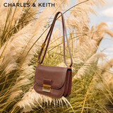 CHARLES&KEITH复古翻盖金属扣豆腐包单肩包小方包包女包生日礼物CK2-80782444