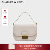 CHARLES&KEITH复古锁扣豆腐包单肩斜挎包包女包生日礼物CK2-80781400 Oat燕麦色CK2-80782444 S/M