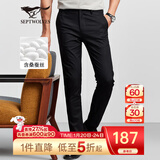 七匹狼休闲裤男天丝抗菌弹力裤子秋季商务直筒长裤通勤男裤【四季款】 001(黑色)-桑蚕丝 33 84A