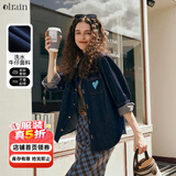 Olrain【5折】法式牛仔衬衫外套女秋装新款复古宽松设计感上衣 普鲁士蓝（第二批次） M