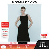 UR2025秋季新款女装法式气质通勤一字领无袖连衣裙UWM750004 黑色 S