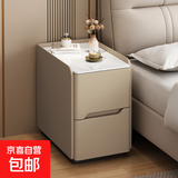 全实木床头柜简约现代小型侧边柜轻奢极窄收纳边柜奶油风2025新款 卡其色 30*40*49cm