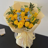 莱一刻情人节鲜花速递玫瑰礼盒花束表白送女友生日礼物全国同城配送 19朵黄玫瑰花束