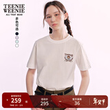 Teenie Weenie小熊女装T恤2025夏季活力休闲白色基础纯色短袖 象牙白 S