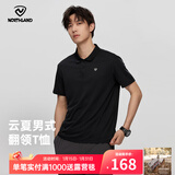 诺诗兰【经典款】春夏户外男式速干短袖T恤吸湿排汗翻领Polo衫 纯黑色-男 XL (180)