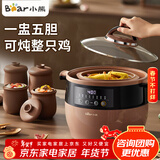 小熊（Bear） 电炖锅隔水炖盅全自动紫砂锅大容量紫砂内胆煲汤一锅5胆煮粥炖汤预约定时6.5升 深棕色 6.5L 【一盅五胆】DDZ-B45Z1