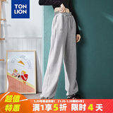 唐狮春夏季新款女休闲裤显瘦高腰抽绳束脚运动裤子女 加绒款/浅麻灰 M