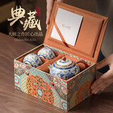 不拙汝窑茶壶功夫茶具家用高档乔迁新婚礼物高档青花西施壶一壶二杯