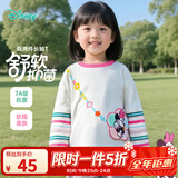 迪士尼（Disney）秋季童装儿童宝宝男女童米奇卡通长袖T恤纯棉亲肤7A级抗 粉白条纹米妮 110