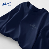 回力（Warrior）纯棉t恤男夏季新款重磅运动上衣男士潮流短袖宽松体恤 藏青  L