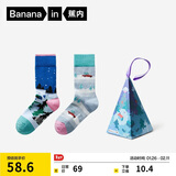 蕉内（Bananain）银皮520C情侣圣诞袜子女士7A抗菌防臭秋冬长绒棉长筒礼物盒2双装