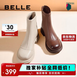 百丽真皮时装靴2025冬新弹力短靴瘦瘦靴B1538DD5 复古棕 38