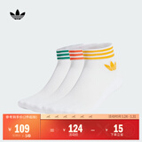 adidas经典舒适三条纹短筒及踝袜子男女阿迪达斯官方三叶草 白色/橙黄/深黄/绿色 3942