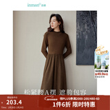 茵曼（INMAN）2025秋冬女装新款灯芯绒连衣裙新品长袖休闲针织礼服中长裙子 咖啡色 L