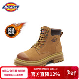 Dickies女士马丁靴高帮时尚情侣靴百搭工装靴女 土黄-加绒 男女款-40 