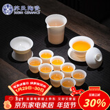 苏氏陶瓷新年礼物羊脂玉德化白瓷丰亭三才盖碗功夫茶具套组精致礼盒130ML
