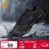 361°运动鞋男鞋秋冬季透气网面跑鞋黑色通勤轻质户外慢跑步鞋新年礼物 曜石黑/烟灰【皮革面防泼水】 42
