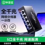 毕亚兹 网线分线器一分四千兆转接头分配器宽带网线转接头一拖四网络分享 一分四网络【可同时上网】