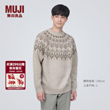 MUJI男式 美利奴羊毛 图案编织 圆领毛衣 AA0PVA3A 长袖针织衫 校园风 燕麦色 M(170/92A)