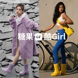 JOYCORN加可时尚马卡龙雨靴防滑防水女鞋中筒雨鞋户外胶鞋夏季水靴 香芋紫 36