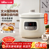 小熊（Bear）电炖锅 电炖盅 煲汤锅 炖汤锅 白瓷炖锅3-4个人用陶瓷全自动煮粥锅 直炖电炖锅 DDG-D30H5 3L