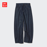 优衣库常规款女装男装宽松廓形牛仔裤/弯刀镰刀裤子479000 482280 482280/69藏青色 26 /160/66A